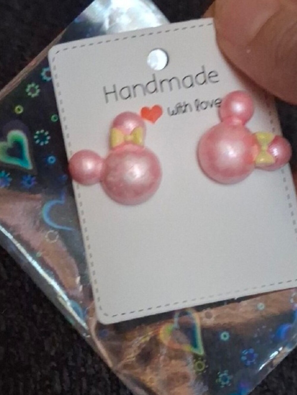 $8 Each Or Bundle 5/$20 Handmade Pink Checkered Minnie-Style Kids Earrings